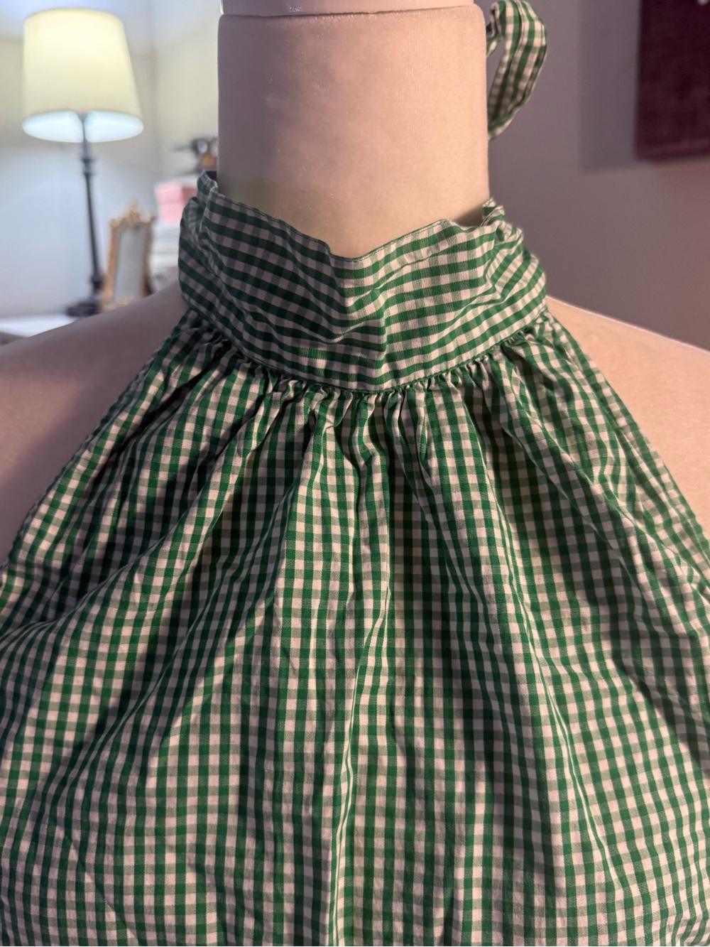 J. Crew Green Gingham Halter Neck Blouse - Picture 4 of 11